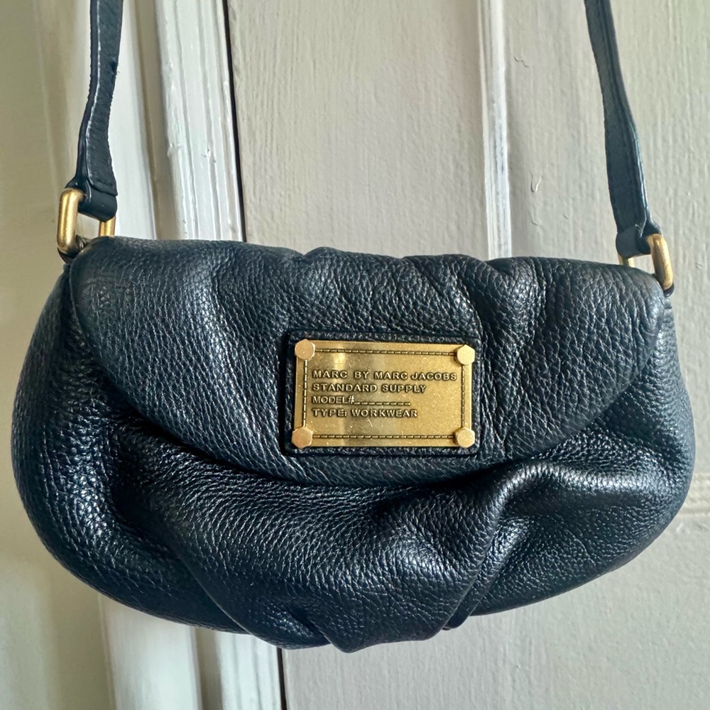 Marc by Marc Jacobs Black Small Crossbody Bag with Gold Hardware